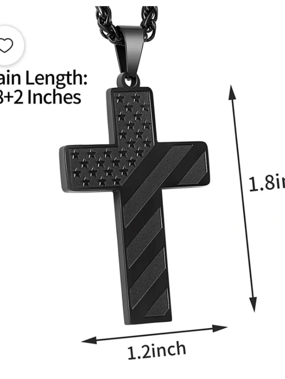Black Stainless Steel Cross Pendant Necklace